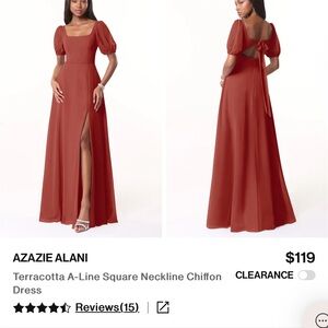 Azazie Alani “terracotta” dress bridesmaid wedding guest formal gown